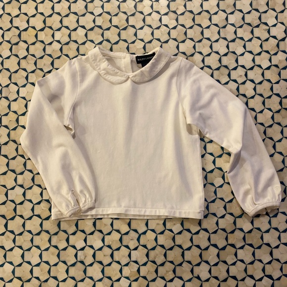 Ralph Lauren Off-White Long Sleeve Top with Peter Pan Collar size 5 - Picture 1 of 4
